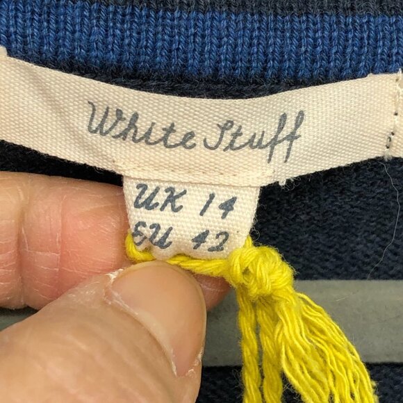 NWT Whitestuff Navy Cotton Rich Textured Crew Neck Olivia Jumper size ~ 10-12 - Picture 5 of 16